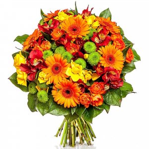 Cheerful Gerberas, Lilies and Roses