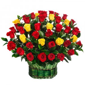 Red & Yellow Roses basket