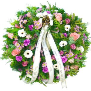 Carnations and Roses funeral wreath