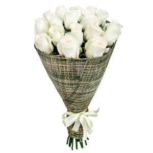 Pugét 15 bílých růží