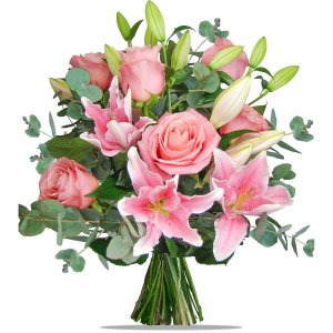 Pink Stargazer Lilies and Roses